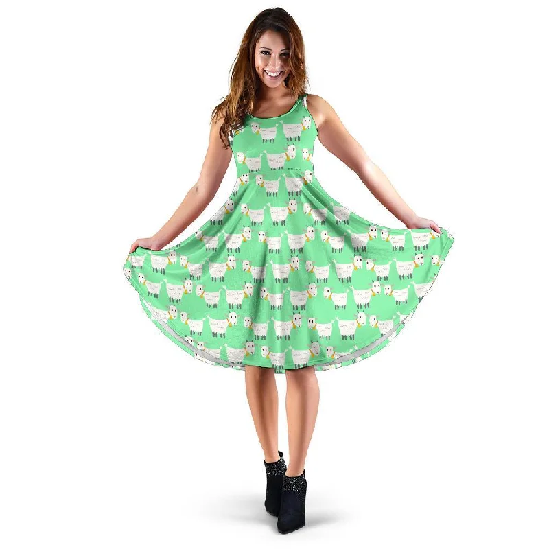 Sheep Goat Print Pattern Dress Maxi Flowy Bohemian