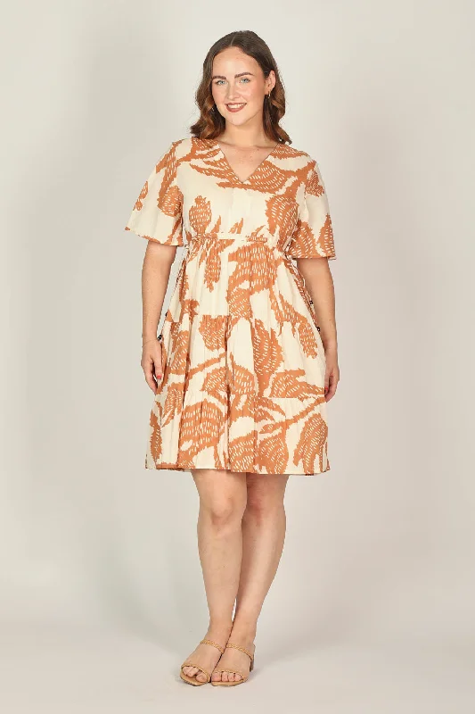 Iris Adjustable Waist Dress in Desert Palms Tunics Evening elegant