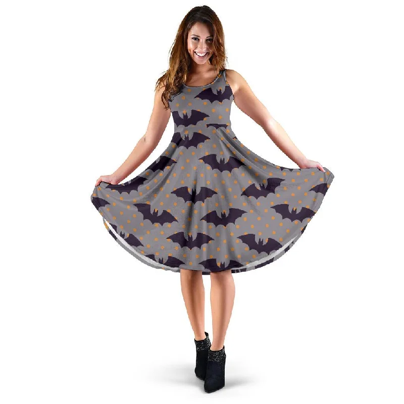 Polka Dot Halloween Bat Pattern Print Dress Tunics Designer luxury
