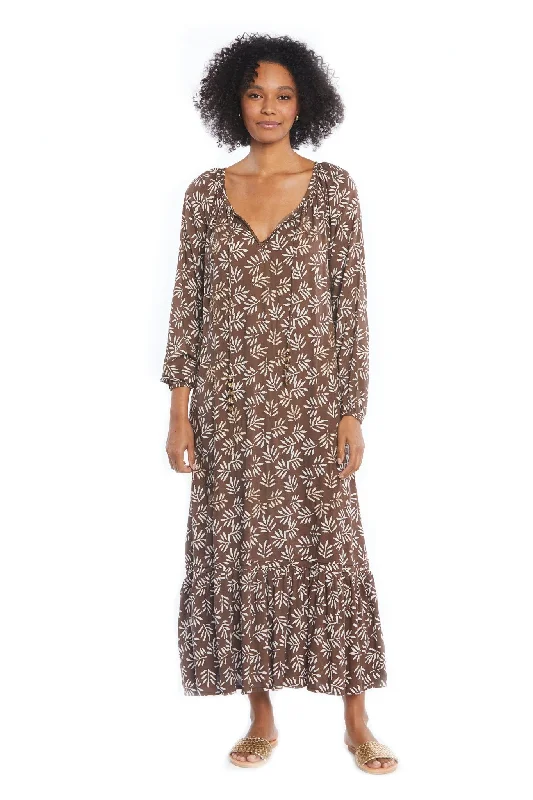 Palm Bali Long Dress Floral Print girly