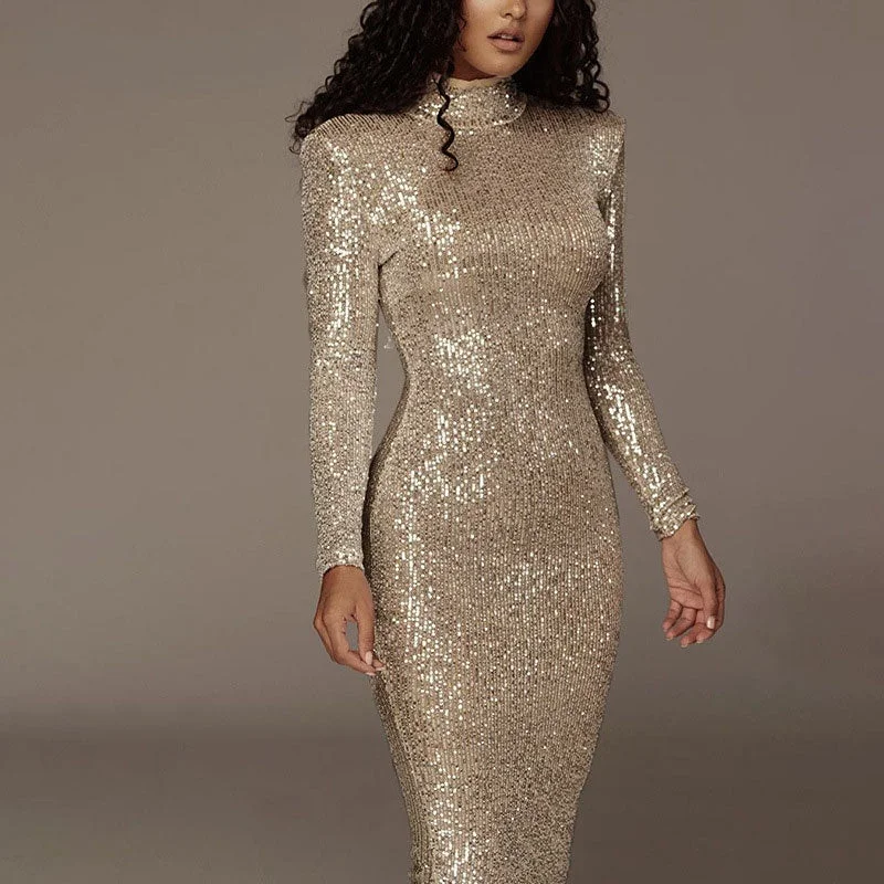 BerriesJam - Long Sleeved Silver Shiny Party Night Dress Tunics Brand named