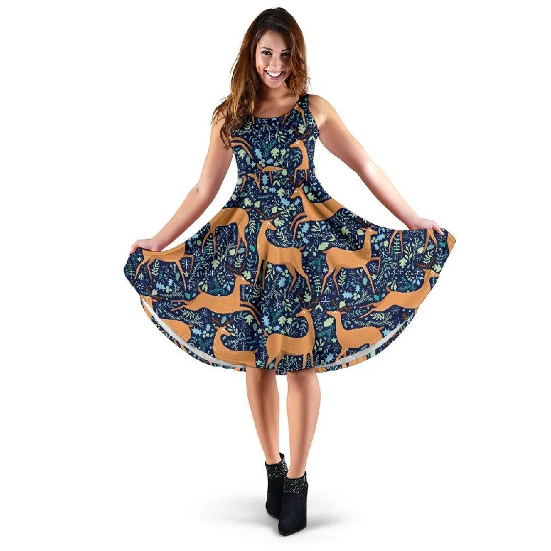 Reindeer Print Pattern Dress Tunics Modern contemporary