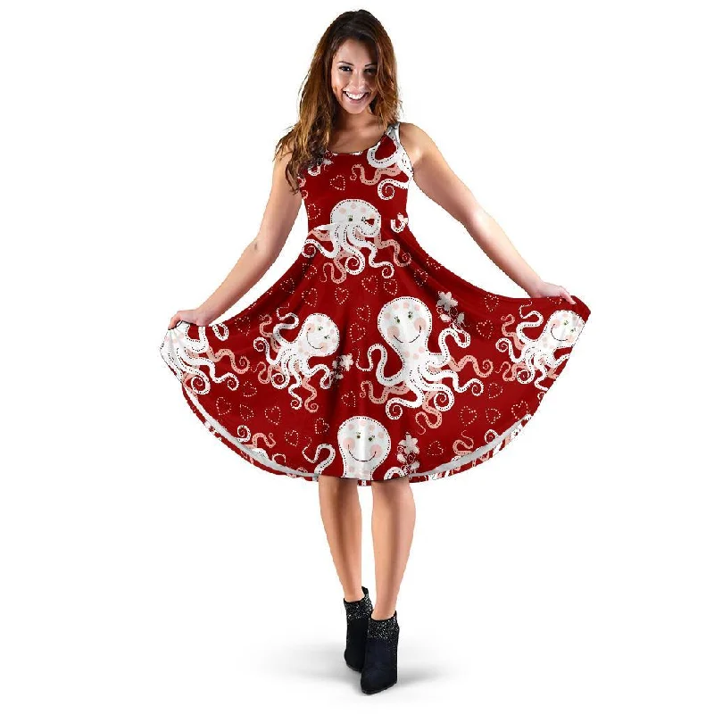 Squid Octopus Tentacle Pattern Print Dress Tunics Hiking breathable
