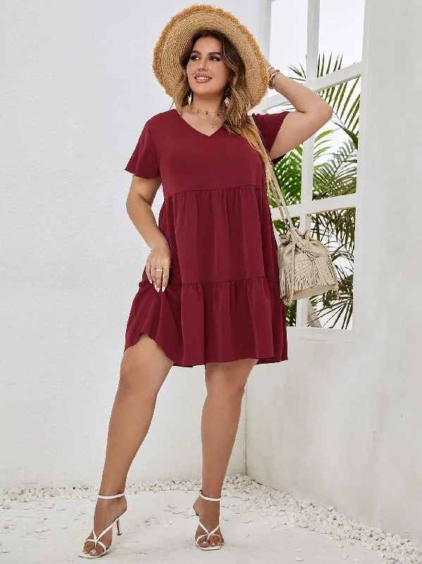 BerriesJam - Cotton Short Sleeve Stylish Elegant Dress Tunics Prom sequined