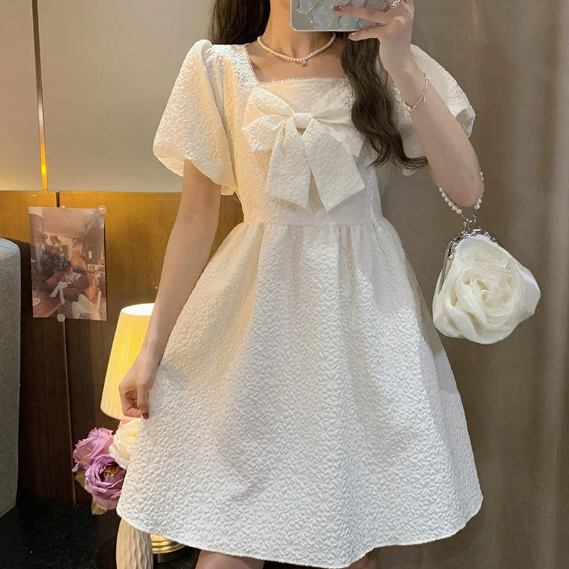 Puff Sleeve Square Neck Dress PL52965 Tunics Stylish elegant