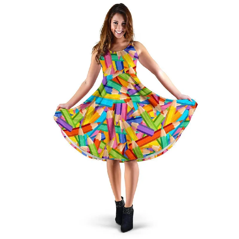 Pencil Colorful Pattern Print Dress Tunics Fashionable trendy