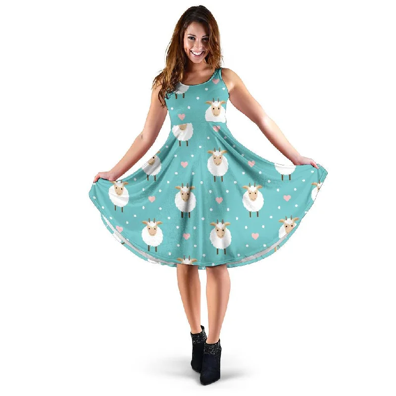 Sheep Goat Pattern Print Dress Bodycon Club Sequined