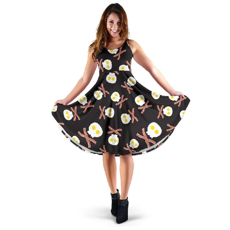Skull Bacon Egg Pattern Print Dress Tunics Stylish modern