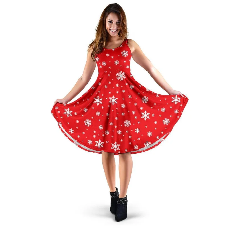 Snowflake Print Pattern Dress Tunics Designer luxury