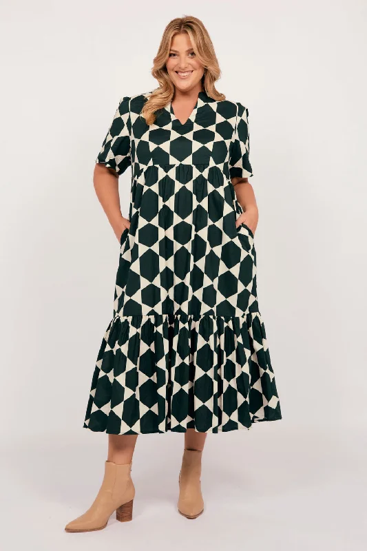 Sabre V-Neck Dress in Golden Lime Tunics Sophisticated sleek