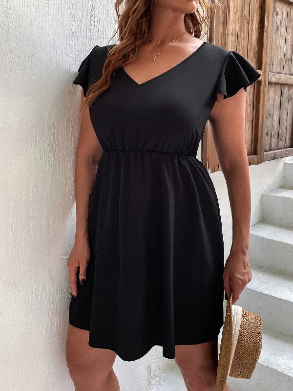 BerriesJam - 2024 Sleeveless Large Size V Neck Curvy Chic Casual Dress Tunic Top Casual