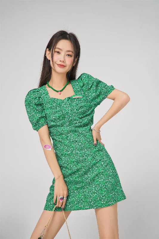 Puff Sleeve Flower Dress Tunics Bestseller popular