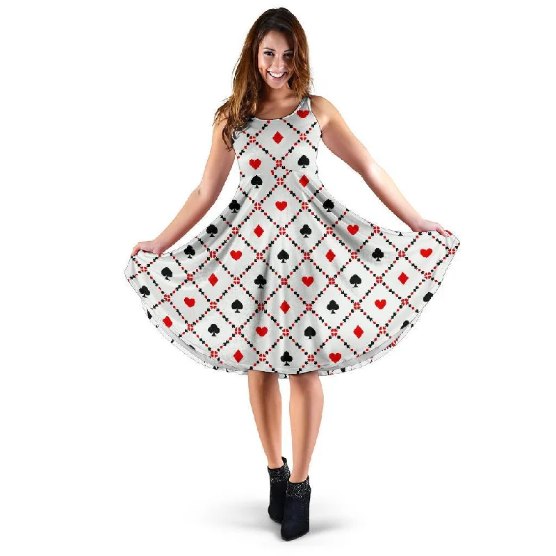 Playing Card Casino Poker Pattern Print Dress Tunics Fashionable trendy