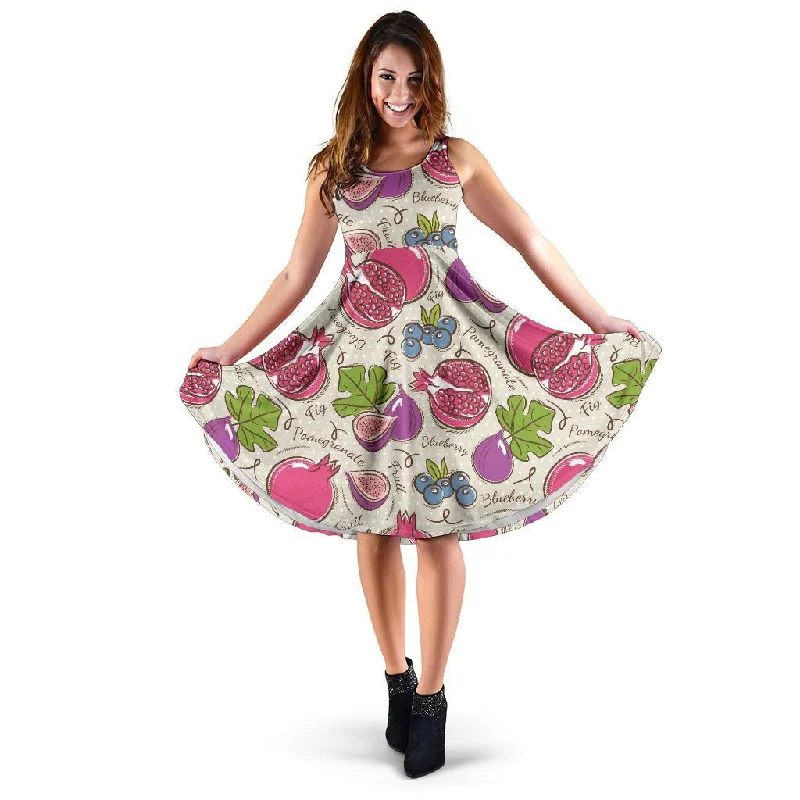 Pomegranate Fruit Pattern Print Dress Tunics Spring floral