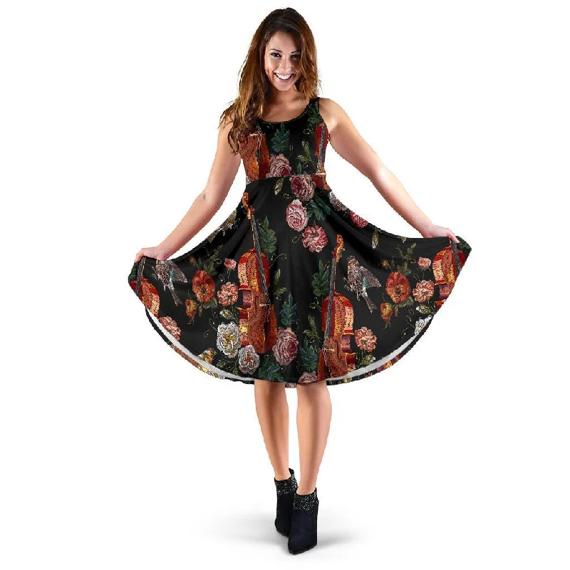 Print Pattern Violin Dress Tunics Fashionable trendy