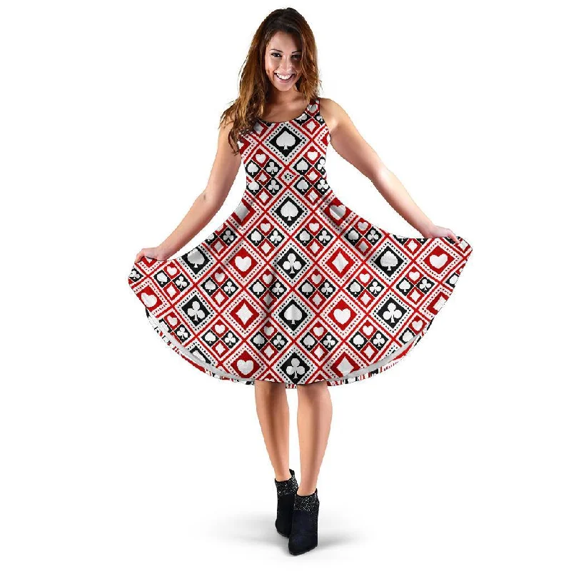 Poker Playing Card Casino Pattern Print Dress Tunics Timeless classic