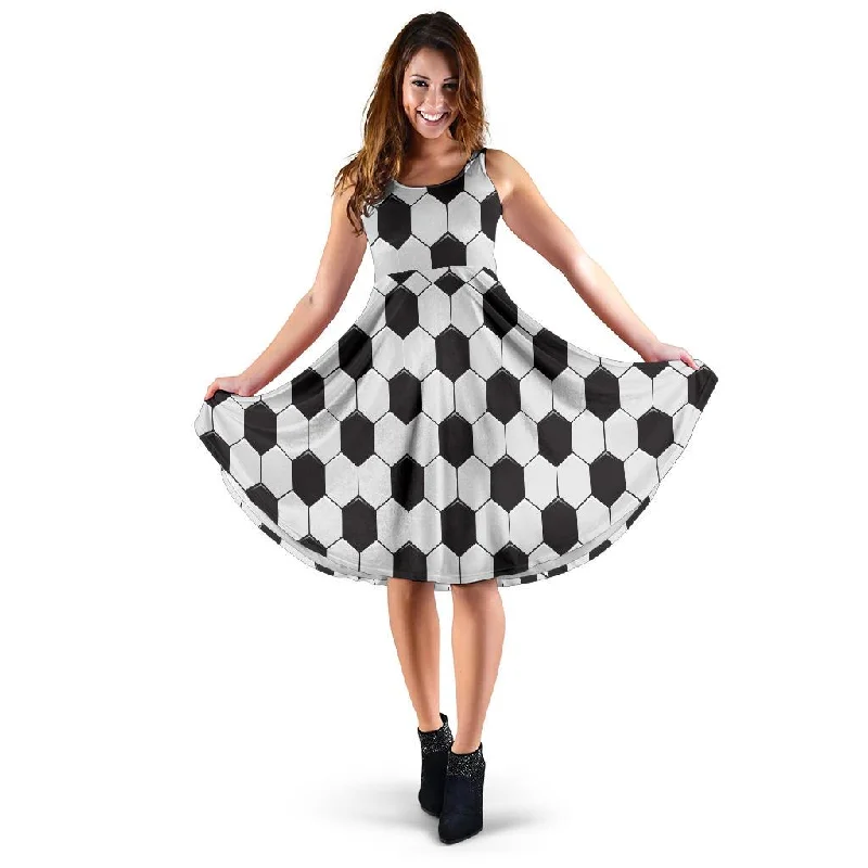 Soccer Print Pattern Dress Tunics Formal black