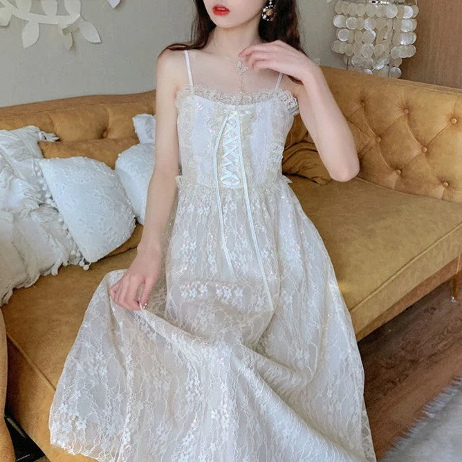 Fairy Lace Mesh Sling Dress PL52899 Halter Neckline Beach