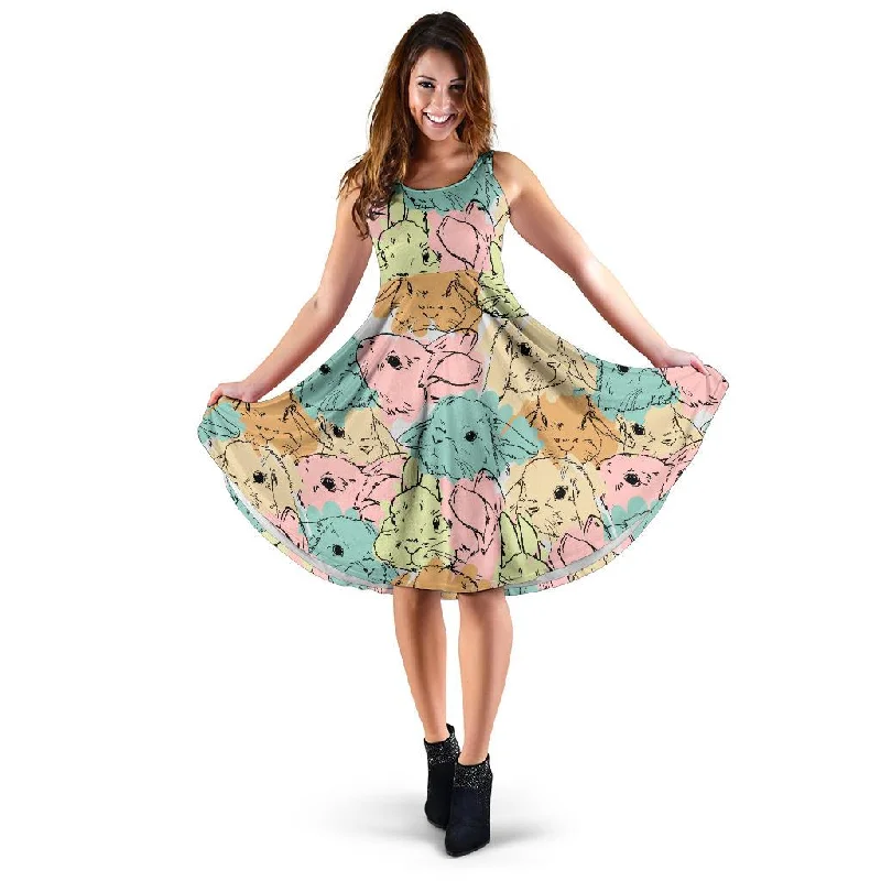 Rabbit Bunny Pattern Print Dress Tunics Denim casual