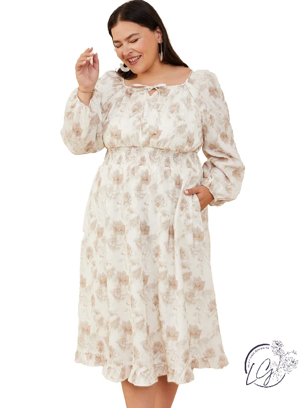 Curvy Fills The Air Floral Dress A-Line Day Work