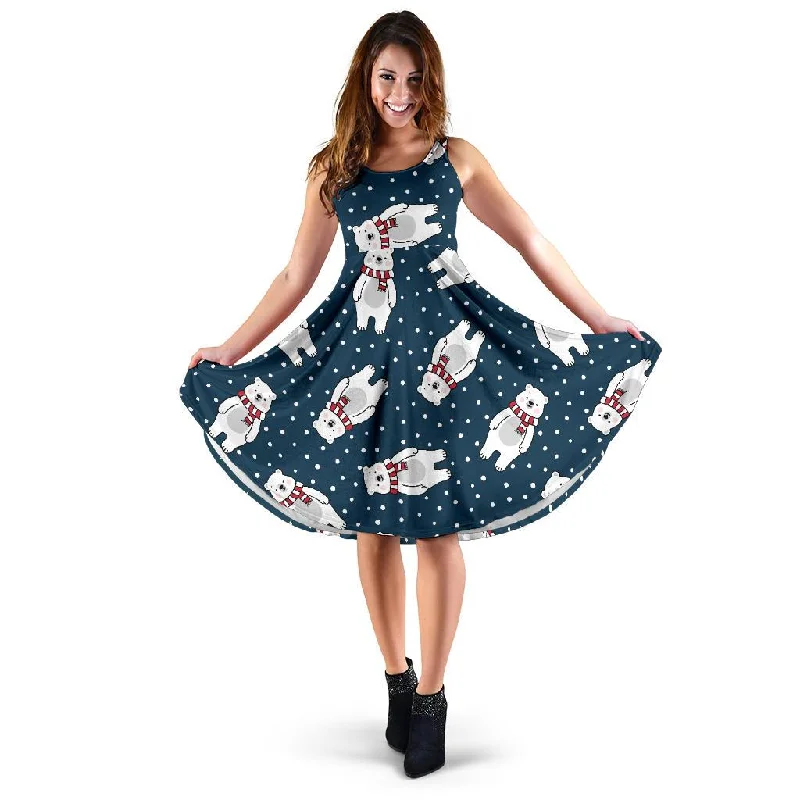 Snow Polar Bear Christmas Pattern Print Dress Tunics New arrival