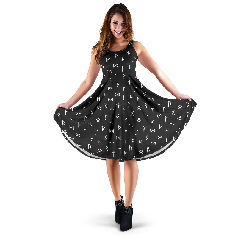 Scandinavian Viking Futhark Norse Runes Pattern Print Dress Tunics Running lightweight