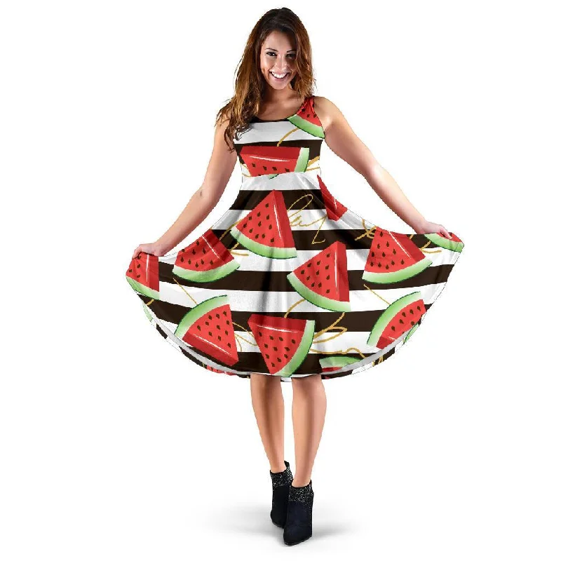 Piece Watermelon Stripe Black Pattern Print Dress Tunics Essential wardrobe