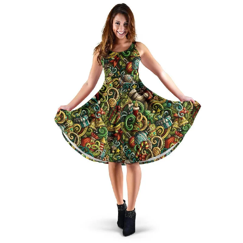 Psychedelic Christmas Pattern Print Dress Tunics Cozy comfortable