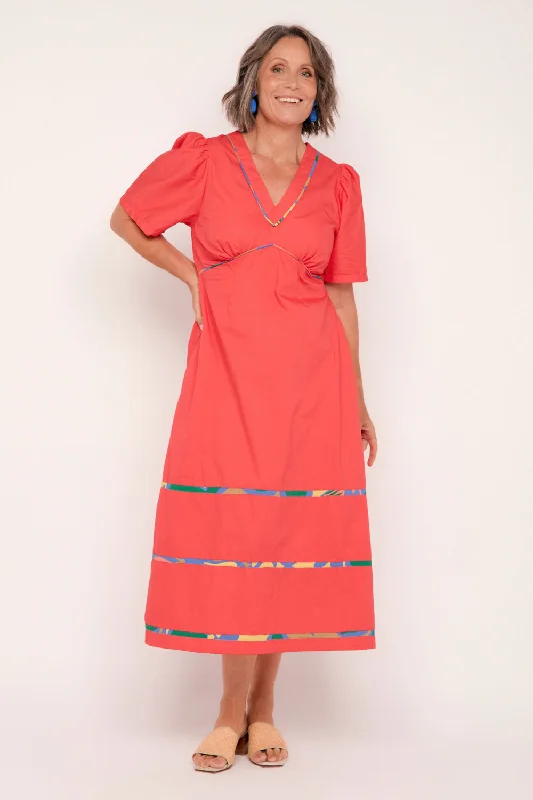 Farrah Poplin Dress in Coral Tunics Favorite customer
