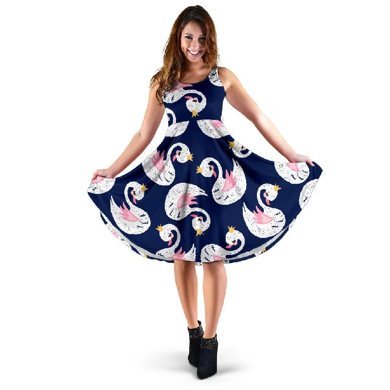 Queen Swan Pattern Print Dress Tunics Trousers formal