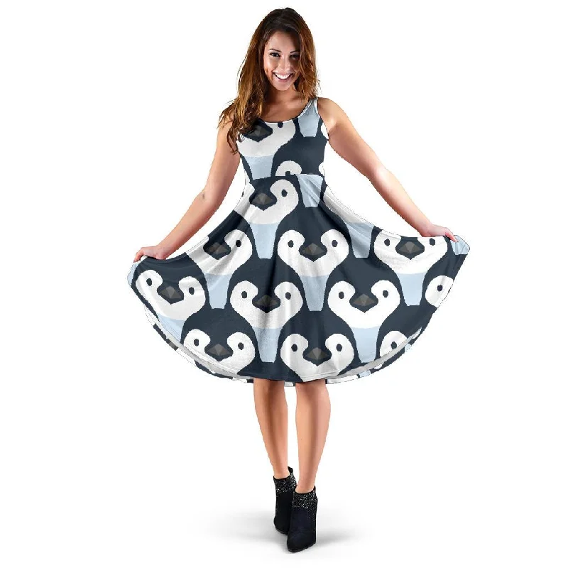 Penguin Face Pattern Print Dress Tunics Chic fashionable