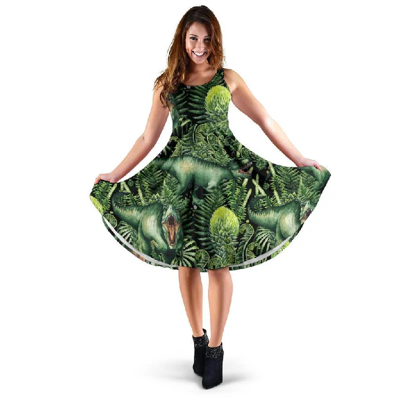 Print Pattern Dinosaur T rex Dress Tunics Plaid country