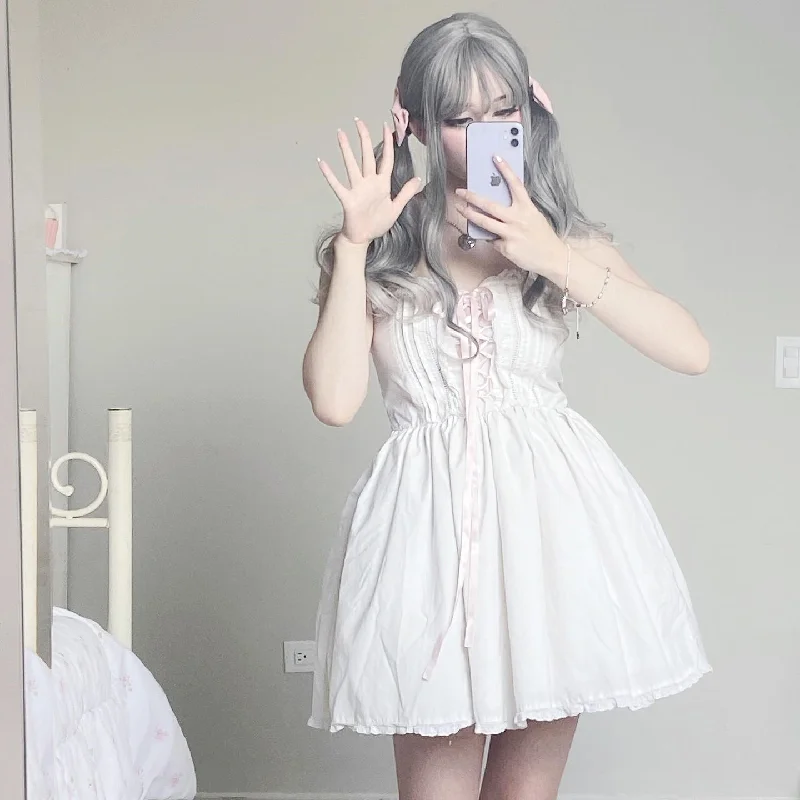 Cute white dress PL50875 Tunics stripes playful