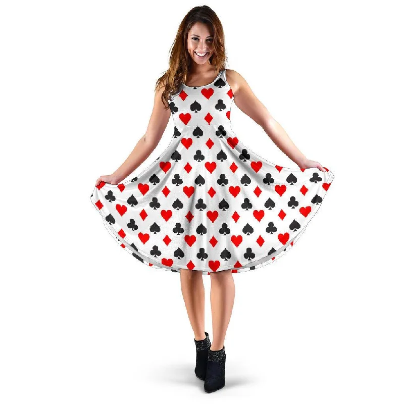 Playing Card Poker Casino Pattern Print Dress Tunics Cozy comfortable