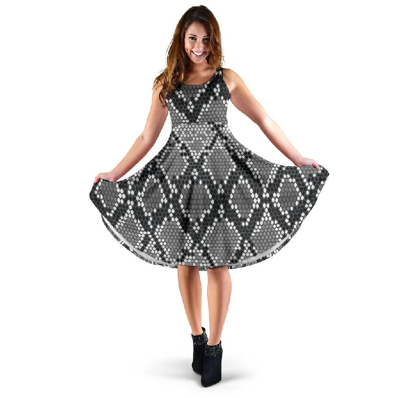 Python Skin Snakeskin Pattern Print Dress Tunics Prom sequined