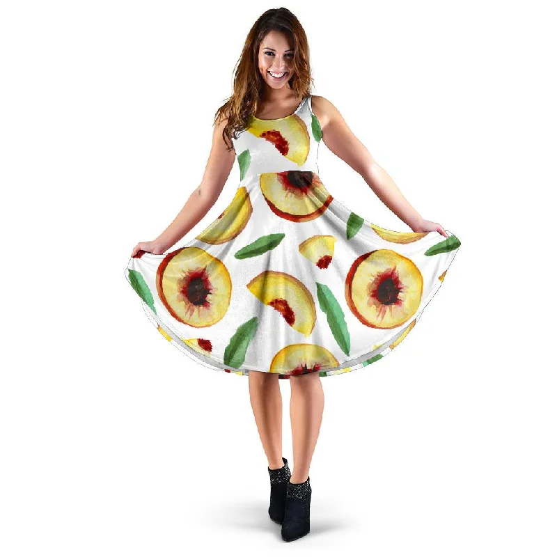 Slice Peach Pattern Print Dress Tunics Cozy comfortable