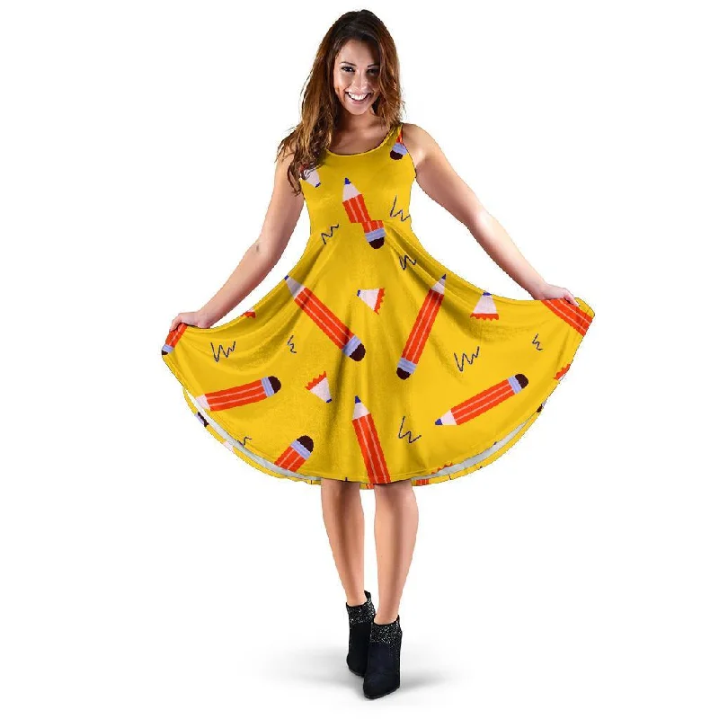 Pencil Pattern Print Dress Tunics Stylish elegant