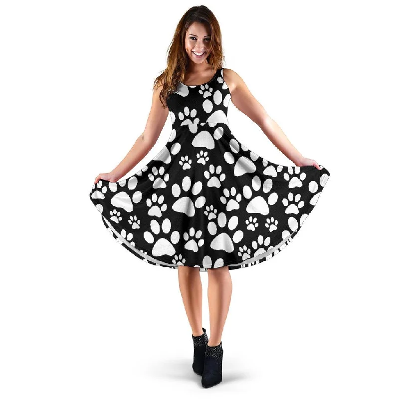 Paw Print Pattern Dress Pencil Office Professional