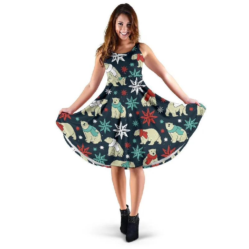 Polar Bear Snow Christmas Pattern Print Dress Tunics Custom made