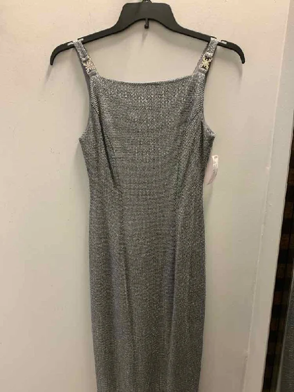 MOLLY MALLORY Dresses and Skirts Size 8 Silver LONG Dress Boat Neckline Classic
