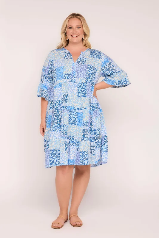 Scout Tiered Dress in Salty Seas Tunics Bridal satin