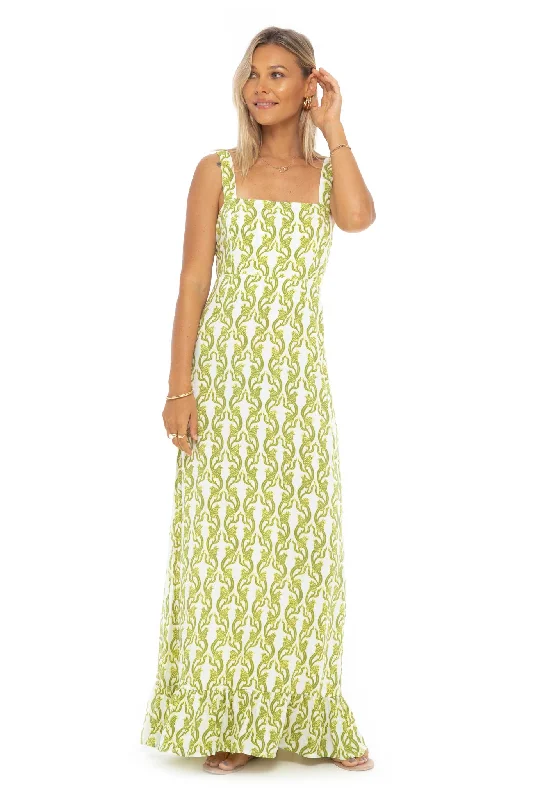 Dragonfruit Sicily Long Dress Boat Neckline Classic