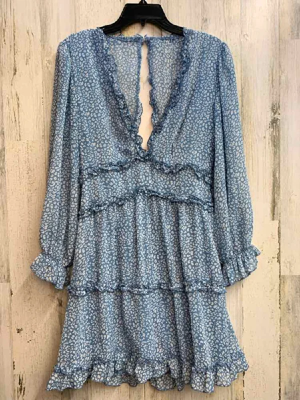 PRE-OWNED Dresses and Skirts Size M Blue CHEETAH PRINT LONG SLEEVES Dress/OPEN Tunics Running lightweight PRE-OWNED Dresses and Skirts Size M Blue CHEETAH PRINT LONG SLEEVES Dress/OPEN Tunics Running lightweight