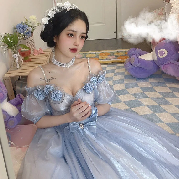 Gradient Blue Lolita Dress PL53053 Tunics Long Elegant