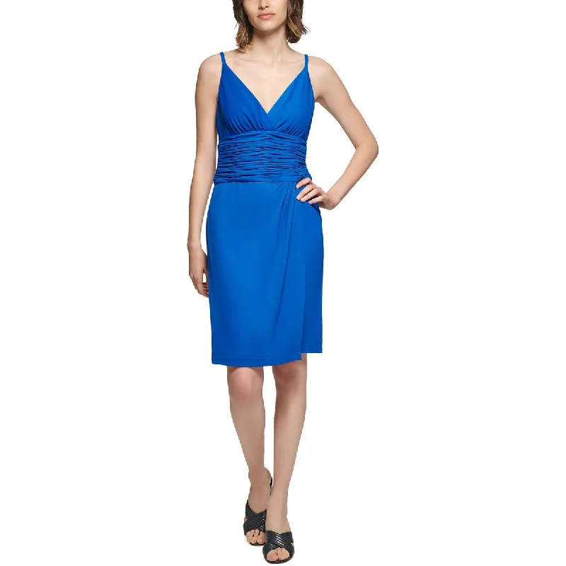 Calvin Klein Womens Surplice Ruched Waist Sheath Dress Pencil Office Professional