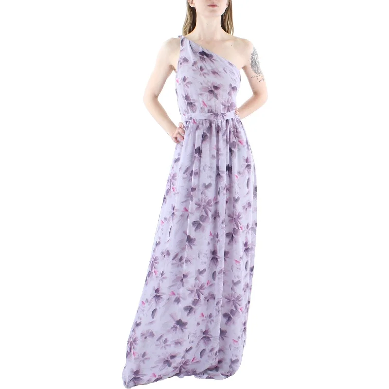 Donna Karan Womens Lush Life Floral Print Chiffon Evening Dress Tunics Wedding white