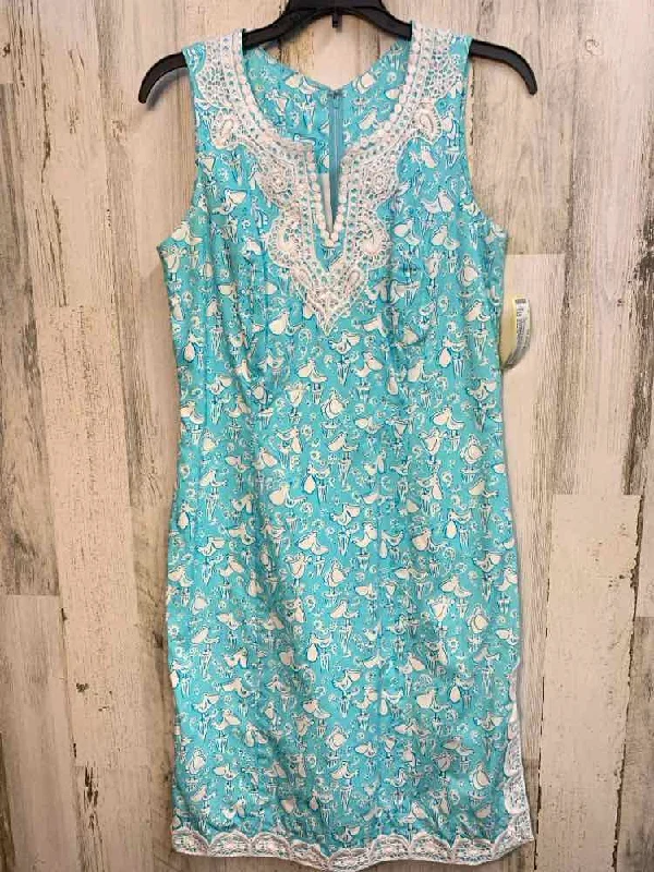 PRE-OWNED LILLY PULITZER Dresses and Skirts Size 8 AQUA/WHT PELICAN Dress Tunics Mesh breathable PRE-OWNED LILLY PULITZER Dresses and Skirts Size 8 AQUA/WHT PELICAN Dress Tunics Mesh breathable