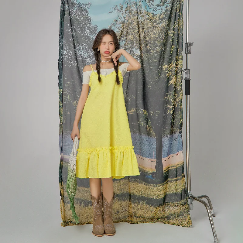 Sweet Summer Frills Cami Dress Tunics Winter warm