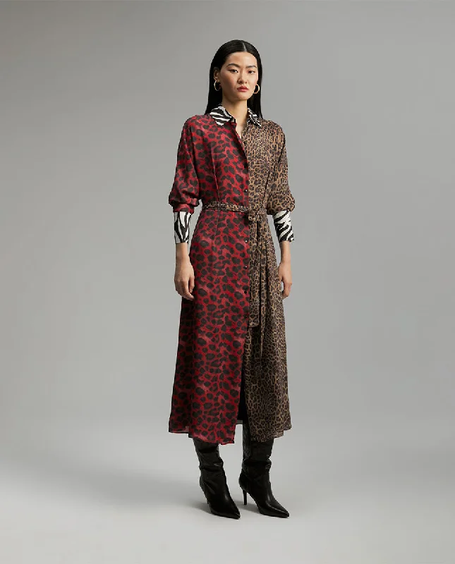 Contrast animal print dress Tunics Leisure comfortable