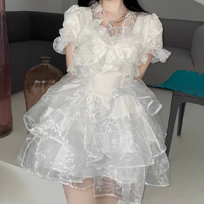 White Lace Organza Dress PL52972 Tunics Exclusive limited